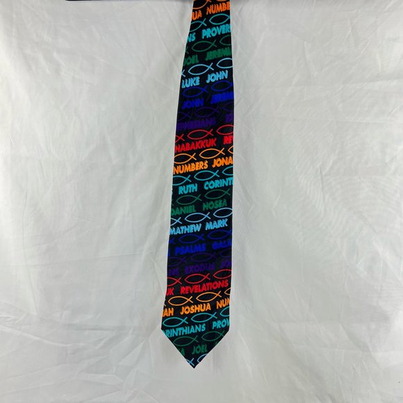 Ralph Marlin Vintage 1998 Tie Books of the Bible Stripe 58" RM Style 100% Silk - Picture 6 of 9